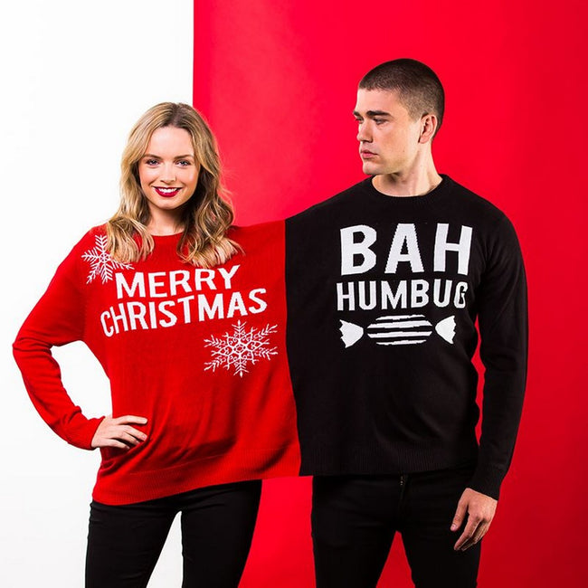 Rot-Schwarz - Back - Christmas Shop Doppelweihnachtspullover Humbug