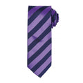 Violett - Marineblau - Front - Premier Herren Krawatte mit Streifen Muster  (2 Stück-Packung)