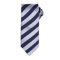 Silber - Marineblau - Front - Premier Herren Krawatte mit Streifen Muster  (2 Stück-Packung)