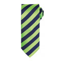 Limette - Marineblau - Front - Premier Herren Krawatte mit Streifen Muster  (2 Stück-Packung)