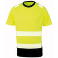 Fluoreszierendes Gelb-Schwarz - Front - Result Genuine Recycled - Sicherheits-T-Shirt für Herren