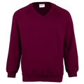 Burgunder - Front - Maddins Kinder Sweatshirt Coloursure, V-Ausschnitt