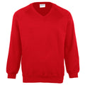 Rot - Front - Maddins Kinder Sweatshirt Coloursure, V-Ausschnitt