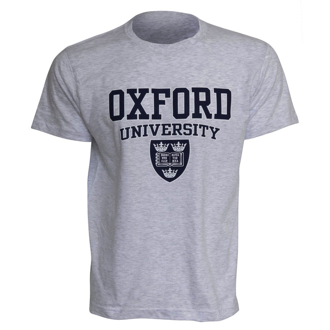 Sportgrau - Front - Herren T-Shirt mit Oxford-University-Aufdruck, kurzärmlig, Rundhals