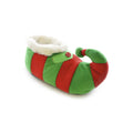 Grün-Rot-Weiß - Front - Kinder Weihnachts Hausschuhe, Elfen Design