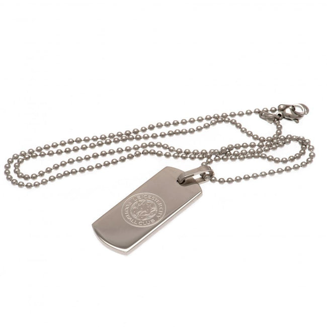 Silber - Front - Leicester City FC schmales Dog Tag und Kette