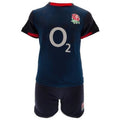 Marineblau-Schwarz-Rot - Front - England RFU - T-Shirt und Shorts für Kinder