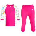 Pink mit Aufdruck - Front - Trespass Kinder Badeset Smiley, Top mit 3-4-Armlänge und 3-4-Hose