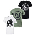 Schwarz-Grün-Weiß - Front - Marvel Avengers - T-Shirt für Herren (3er-Pack)