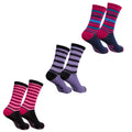 Flieder-Schwarz-Marineblau - Front - Socken für Damen (18er-Pack)