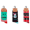 Schwarz-Grün - Back - Socken für Damen - weihnachtliches Design(3er-Pack)
