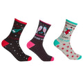Grau-Schwarz - Front - Socken für Damen - weihnachtliches Design(3er-Pack)