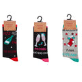 Grau-Schwarz - Back - Socken für Damen - weihnachtliches Design(3er-Pack)