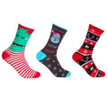 Schwarz-Grün - Front - Socken für Damen - weihnachtliches Design(3er-Pack)