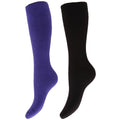 Lila-Schwarz - Front - Damen Thermo-Winter-Socken für Gummistiefel, 2 Paar