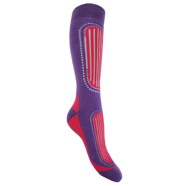 Fuchsia-Violett - Side - FLOSO Damen Ski-Socken, 2er-Pack