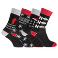 Rot-Schwarz-Grau - Front - Herren Weihnachtsgrüße Socken (4 Paar)